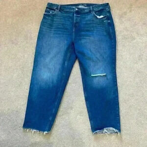 Old navy distressed sky-hi straight extra high rise secret slim pocket jeans